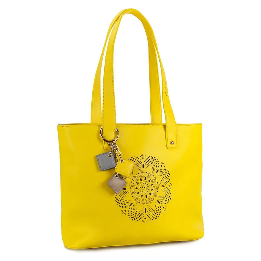 Sprout Leather Tote -Lemon.