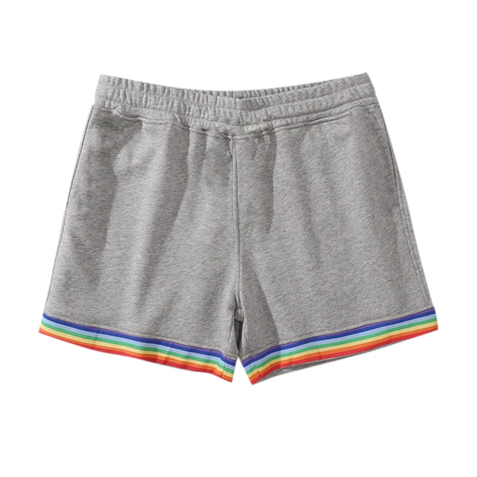 2024 Men's Rainbow Skinny Patchwork Gym Shorts Casual Streetwear Solid Color Knee Length Pants S-4XL Leisure Running Fitness.