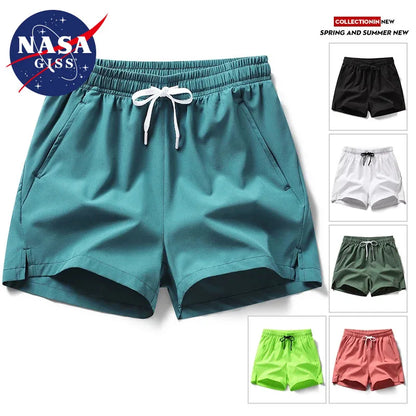 NASA GISS summer hot selling sports shorts, running pants, three piece pants, men's and women's zippered pockets, couple's short.