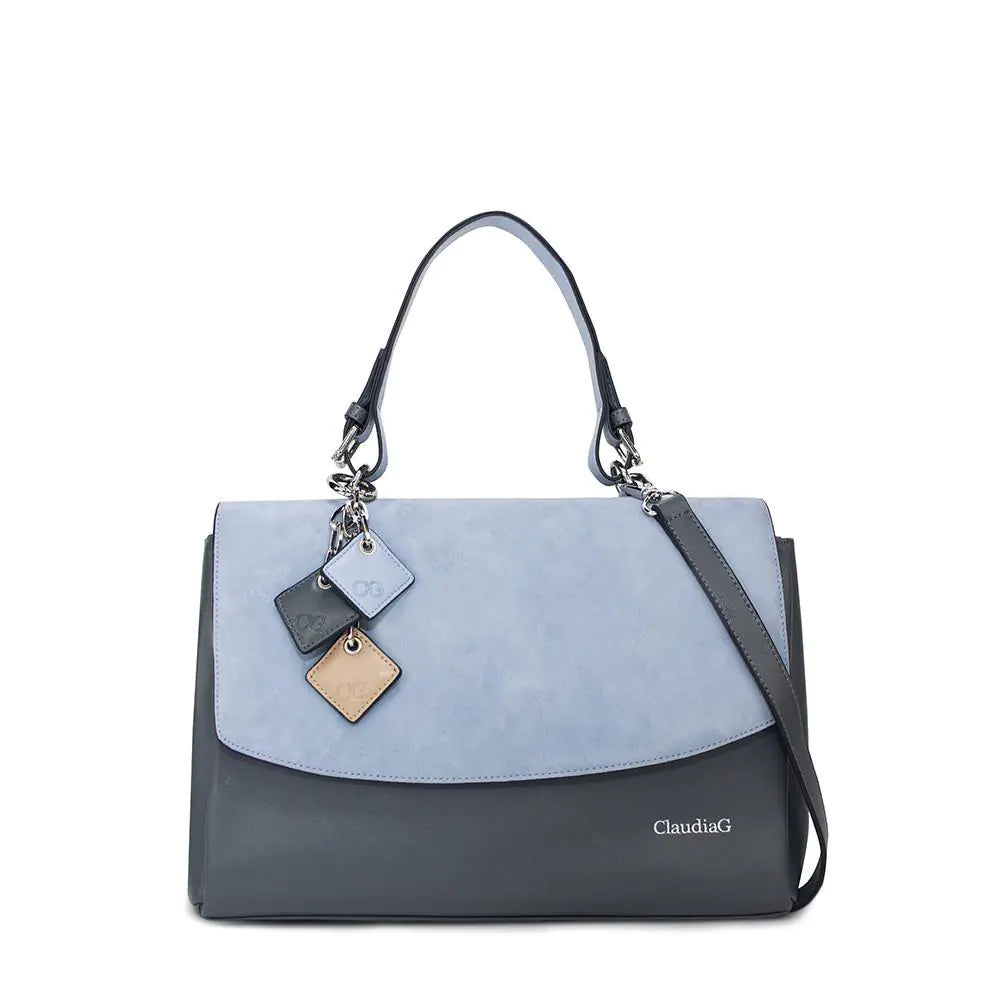 Simonetta Leather Handbag -Serenity / Charcoal.