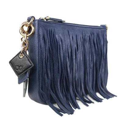 Willow Fringe Leather Handbag -Sapphire.