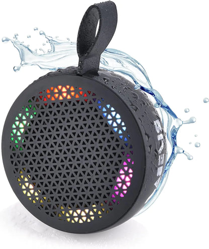 RISEBASS Water Resistant Bluetooth Shower Speaker, Handsfree Portable Speakerphone Control Buttons with LED Light, True Wireless Stereo for Bathroom, Kitchen, Hiking, Kayak, Beach, Gifts.