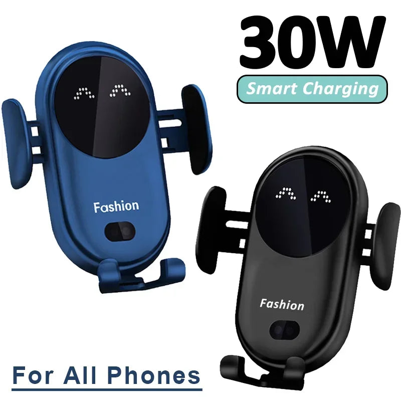 30W Automatic Clamping Infrared Induction Car Wireless Charger Stand for Iphone 11 12 13 Pro Max Samsung Galaxy S20 21 Plus