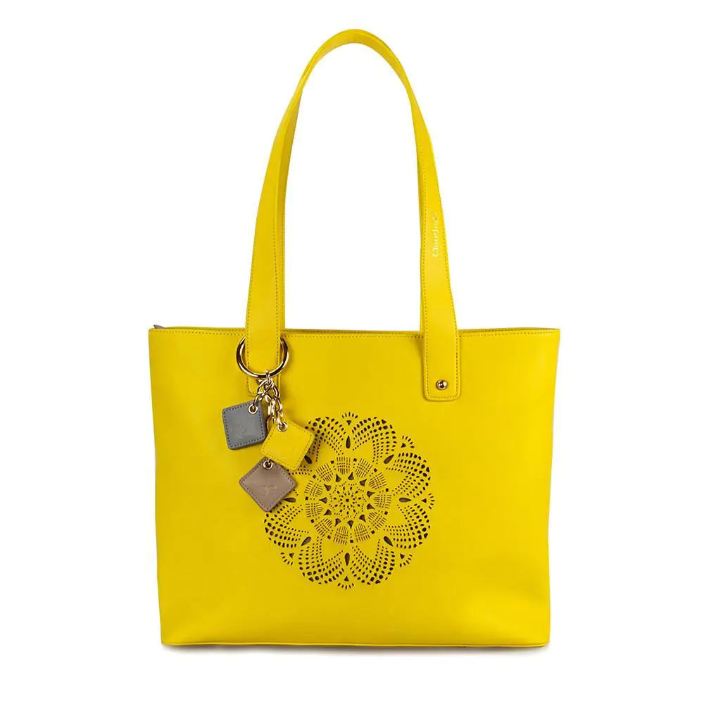 Sprout Leather Tote -Lemon.