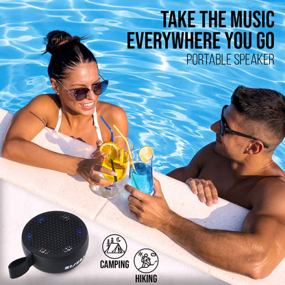 RISEBASS Water Resistant Bluetooth Shower Speaker, Handsfree Portable Speakerphone Control Buttons with LED Light, True Wireless Stereo for Bathroom, Kitchen, Hiking, Kayak, Beach, Gifts.