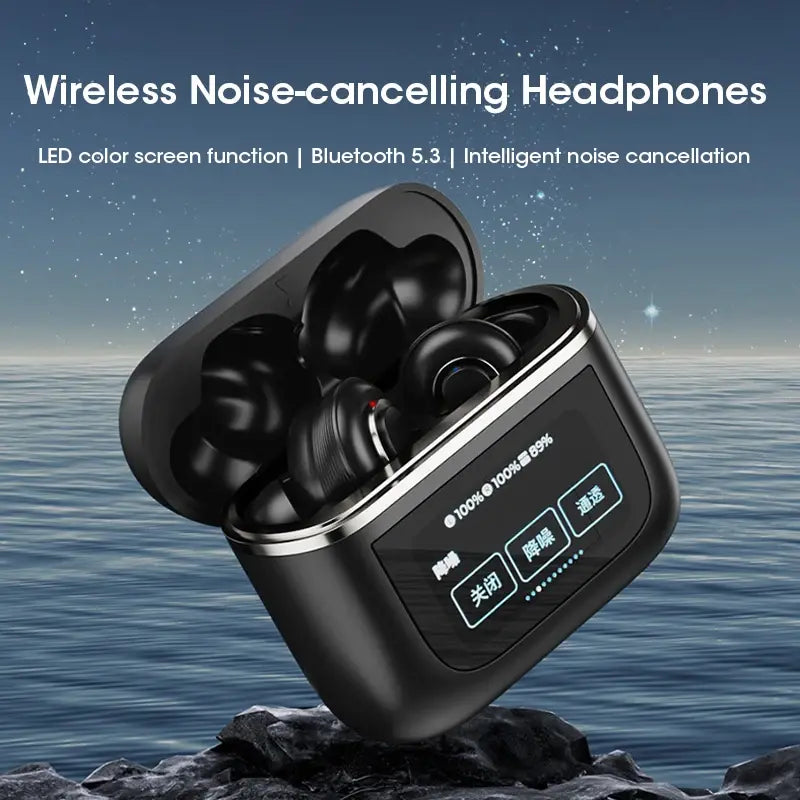 LED Screen Touch Active Noise Cancelling Wireless Earbuds.