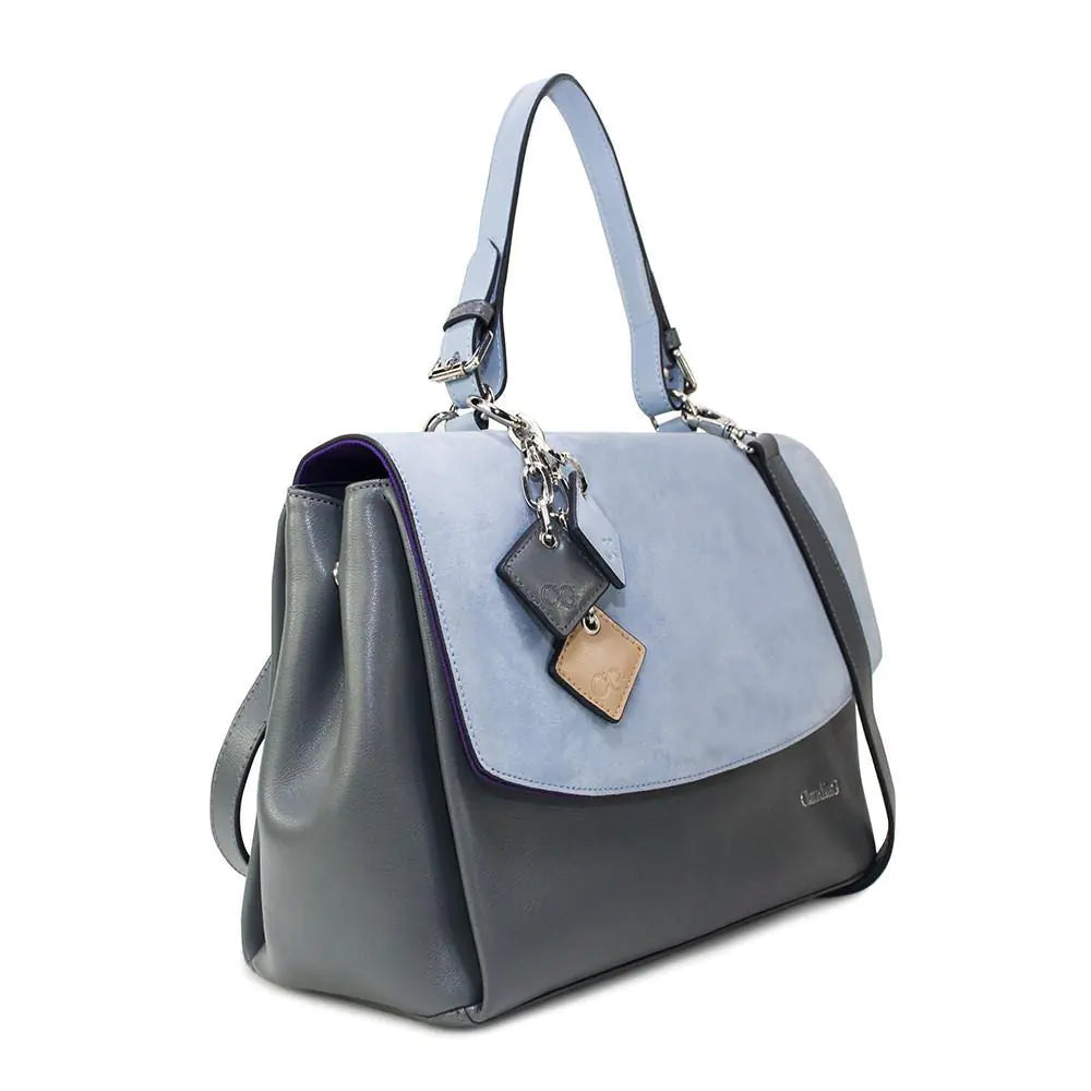 Simonetta Leather Handbag -Serenity / Charcoal.